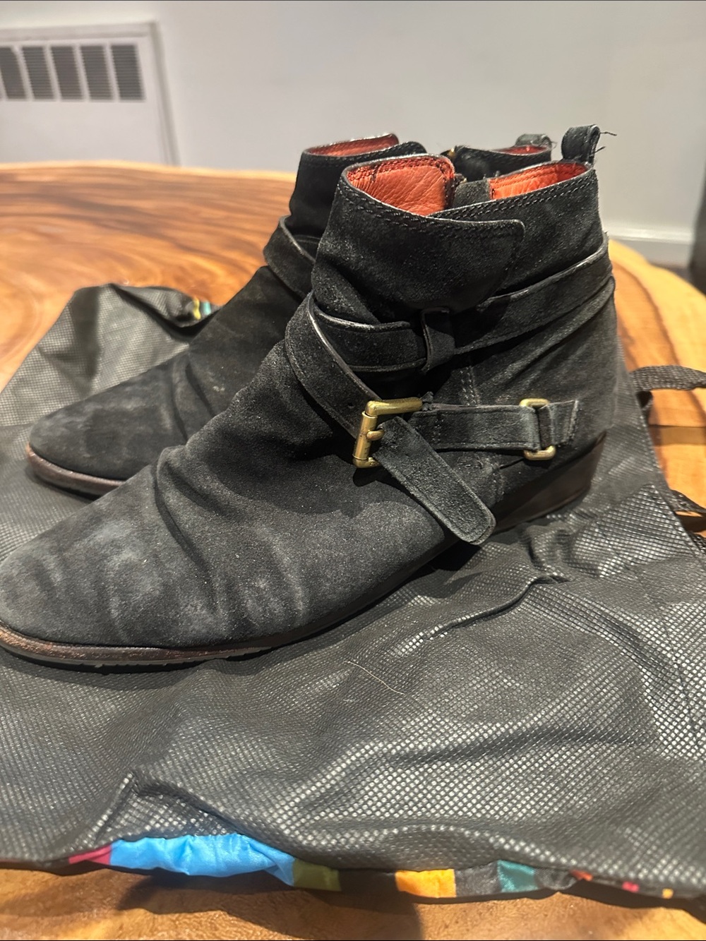 Coach Suede Moto Ankle Boots with Buckle Strap